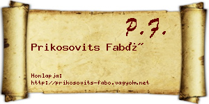 Prikosovits Fabó névjegykártya